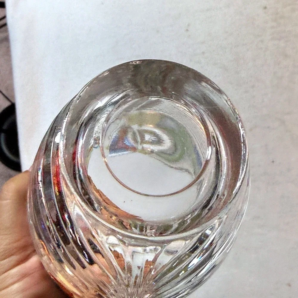 Vintage Anna Hutte Bleikristall German Lead Crystal Vase Floral Ribbed 7.5in